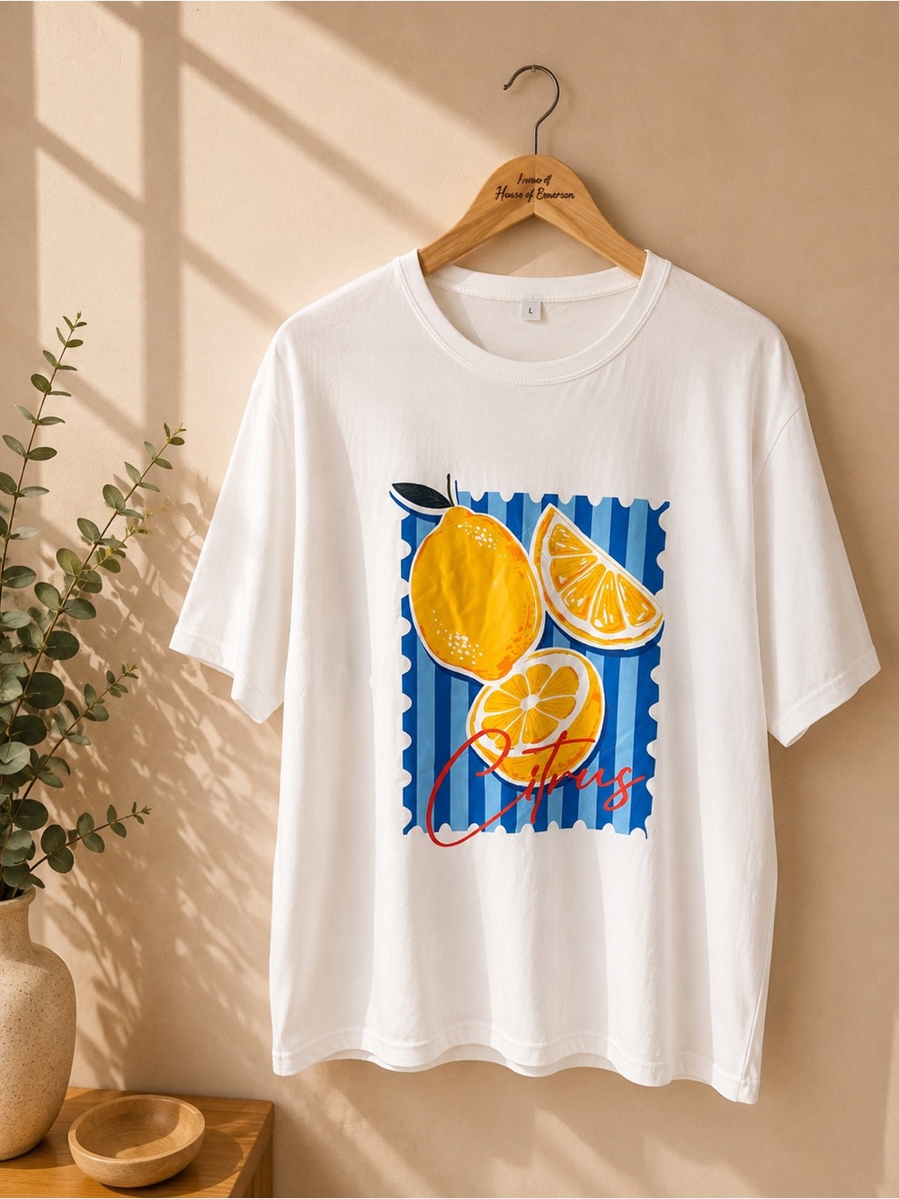 Boutique Lemon Citrus Graphic Tee Size L